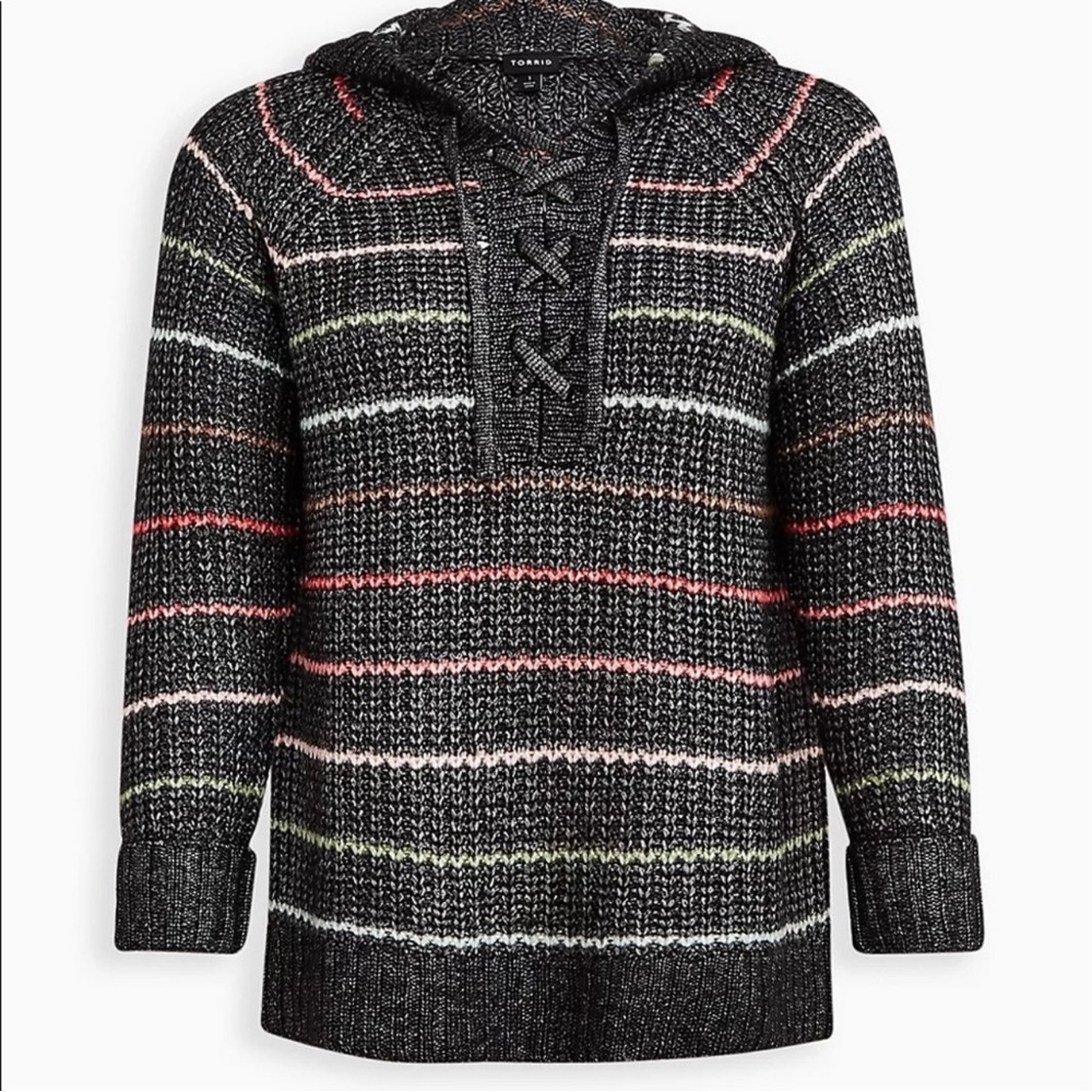 Torrid Raglan Multicolor Stripe Hoodie Pullover Sweater sz 4 4X